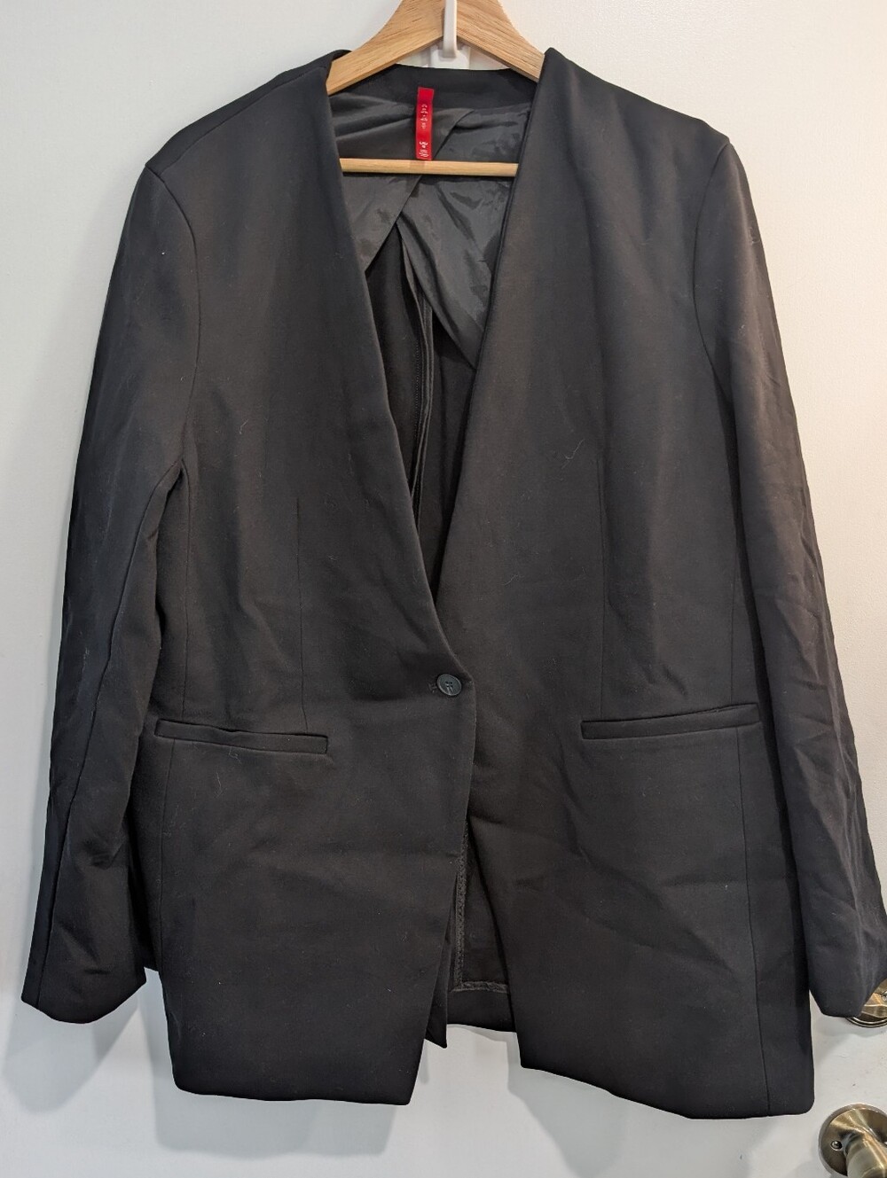 SPANX Black Collarless Oversized Ponte Knit Blazer Size Large #20384R - Picture 4 of 10
